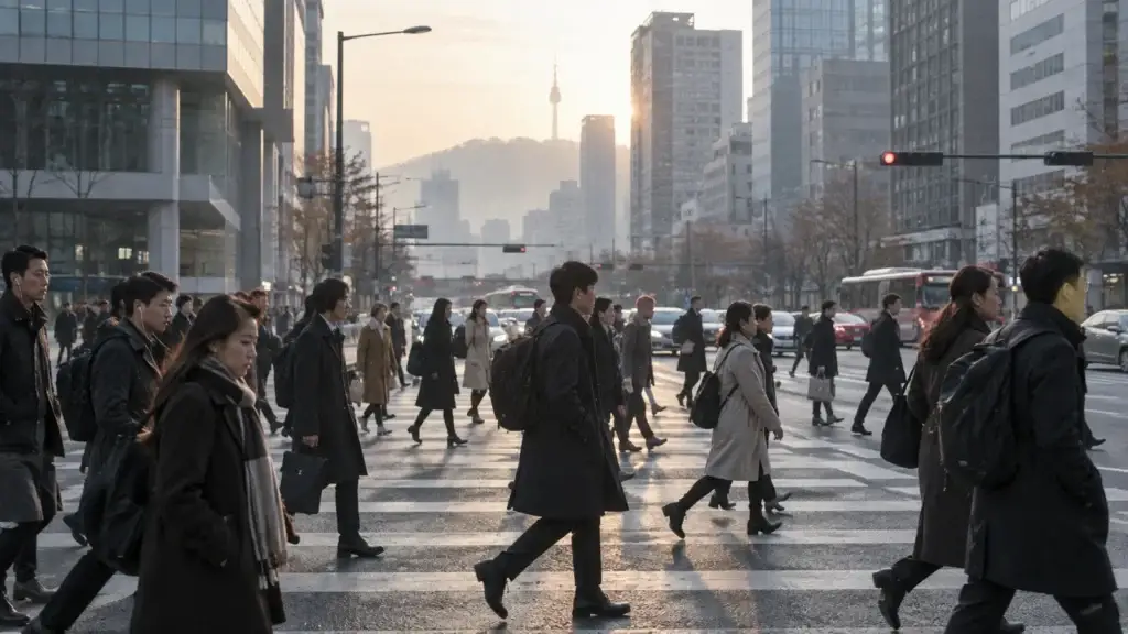 도시의 아침 출근길
